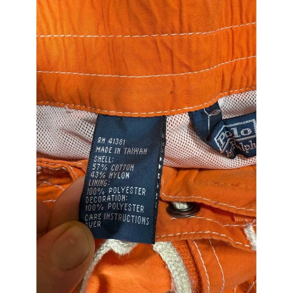 Polo Ralph Lauren Mens Swim‎ Shorts XL Orange Lined  Embroidered Flags